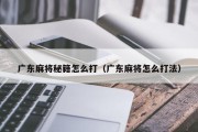 广东麻将秘籍怎么打（广东麻将怎么打法）