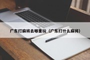 广东打麻将去哪里玩（广东打什么麻将）