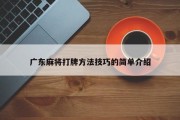 广东麻将打牌方法技巧的简单介绍