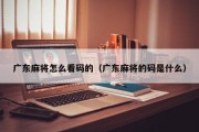 广东麻将怎么看码的（广东麻将的码是什么）