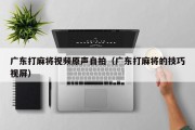 广东打麻将视频原声自拍（广东打麻将的技巧视屏）